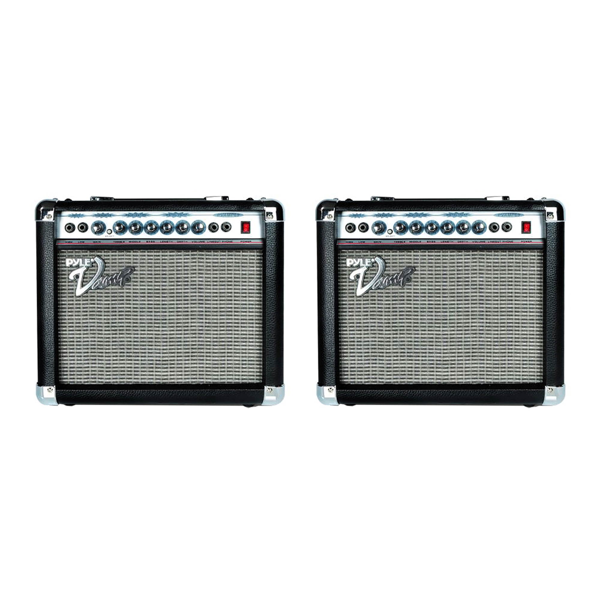Pyle Vamp Series 60 Watt Amplifier w/ 3 Band EQ, Overdrive, & Delay (2 Pack)