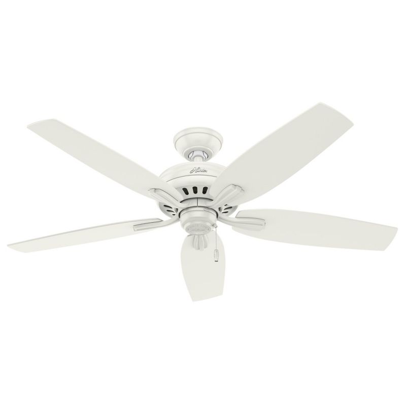 Hunter Fan Company 53322 Newsome Traditional 52 Inch Ultra Quiet Outdoor/Indoor Ceiling Fan with Pull Chain Control without Light Kit, Fresh White