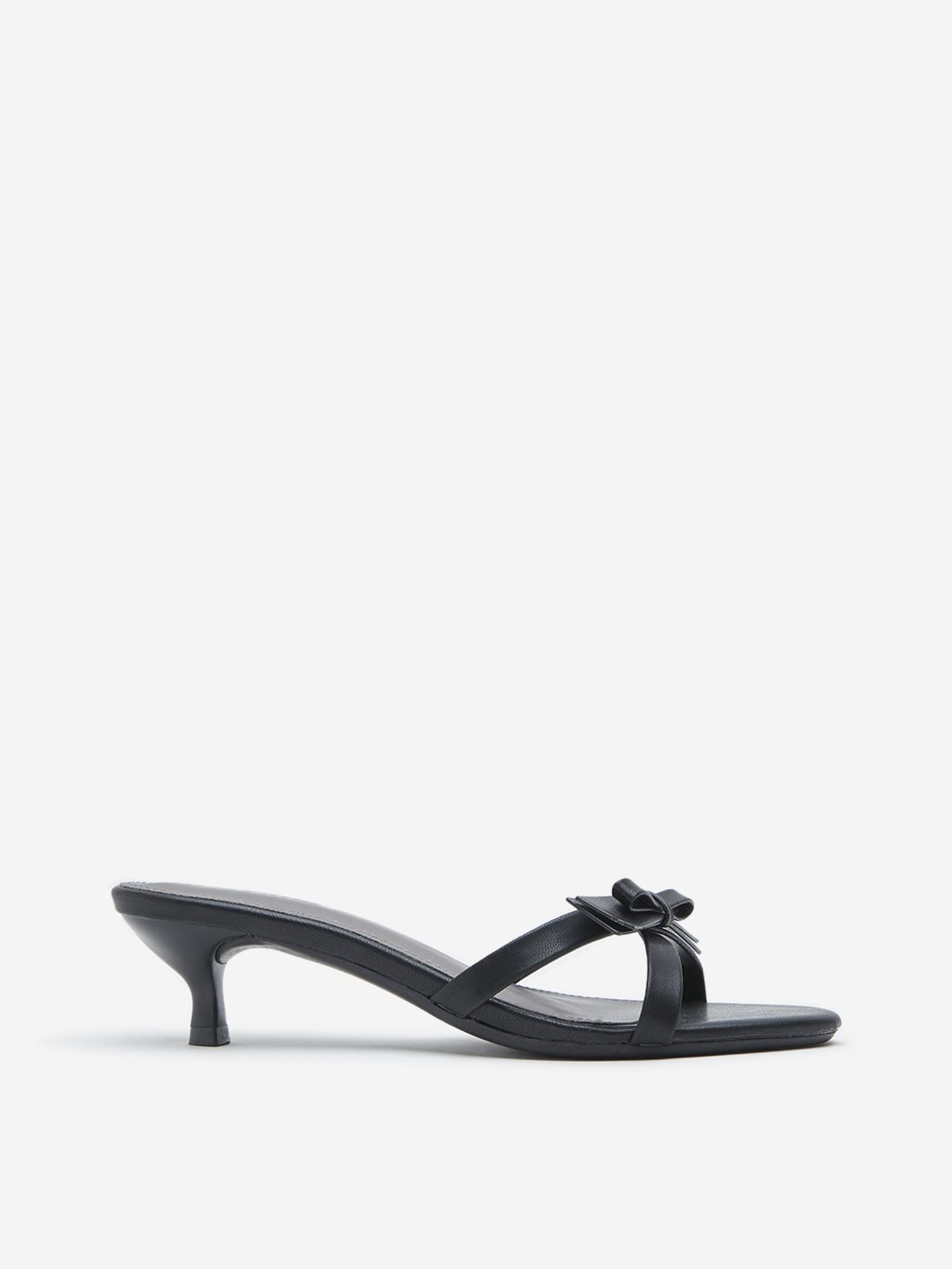 LUNA BLU by Westside Black Bow-Detailed Kitten Heel Sandals