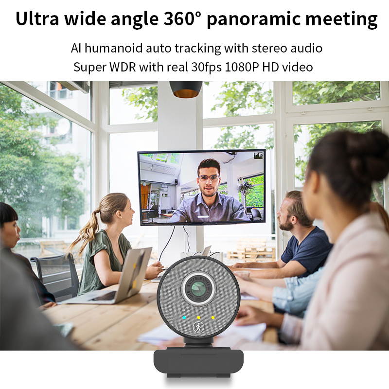 AOSTIRMOTOR 1080p Webcam , Computer Camera with Dual Microphone ,  360-degree Wide Angle, Streaming Camera, Plug and Play, for Conferencing and Video Calling