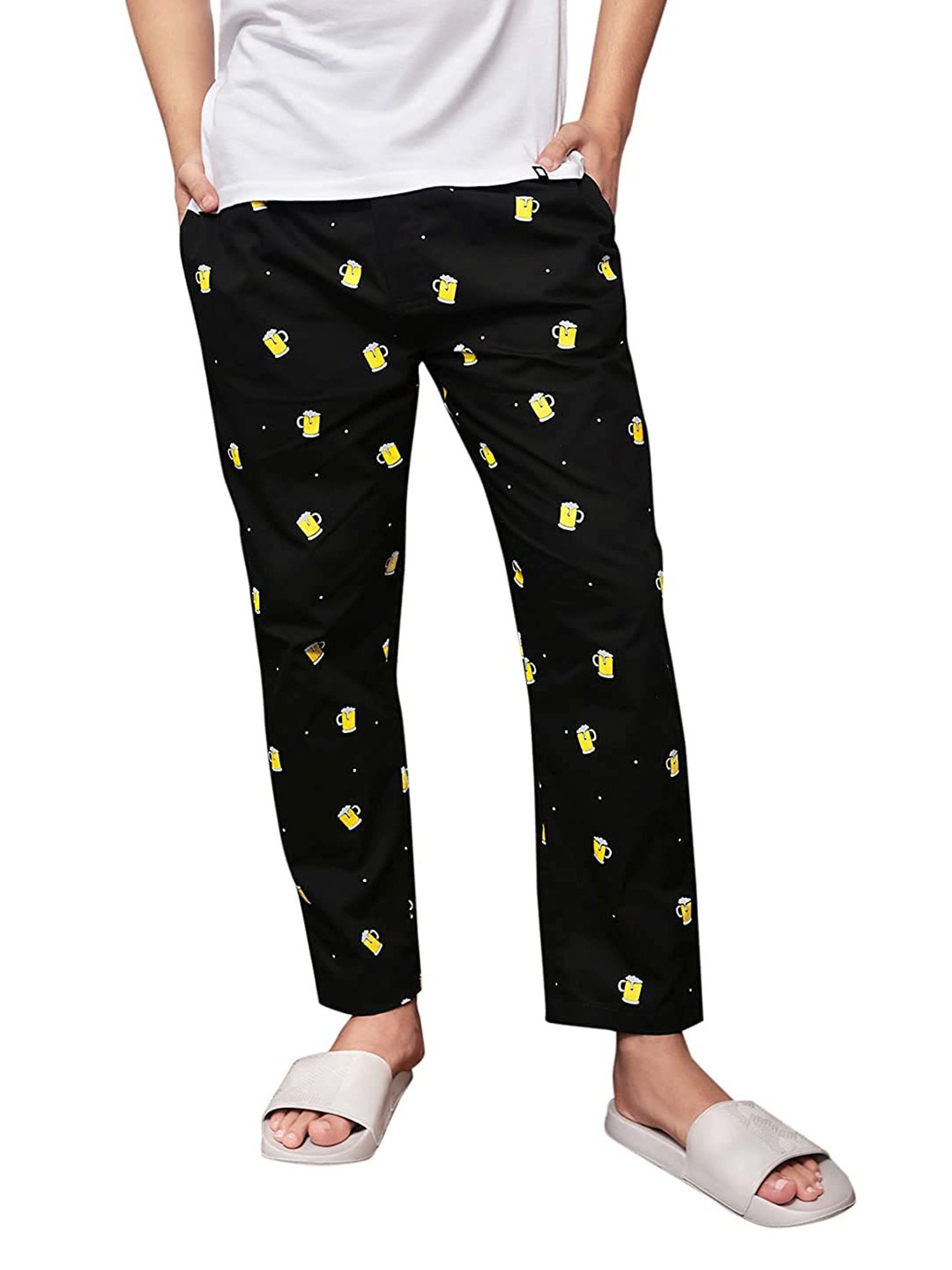 The Souled Store Black Printed Pyjamas