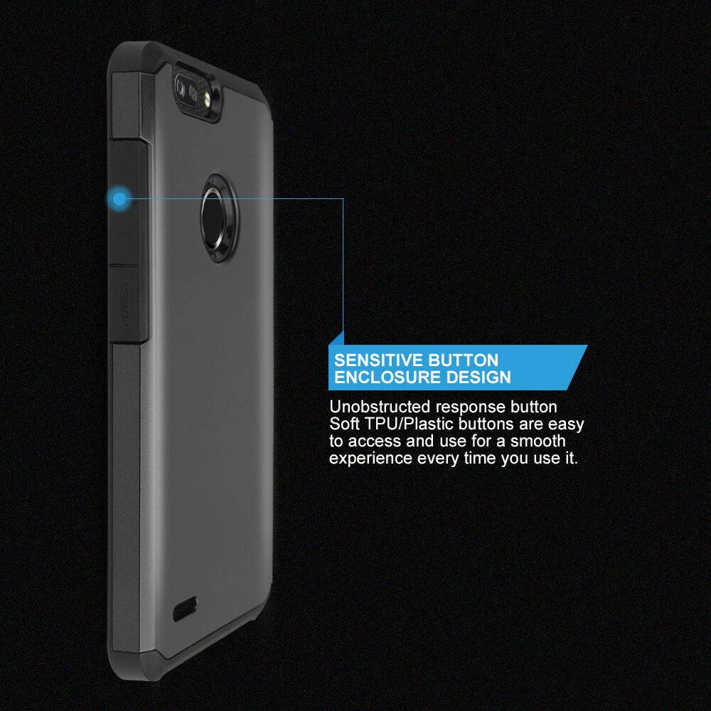 For ZTE Blade Z MAX Shockproof Armor Rubber Phone Case +Black Tempered Glass