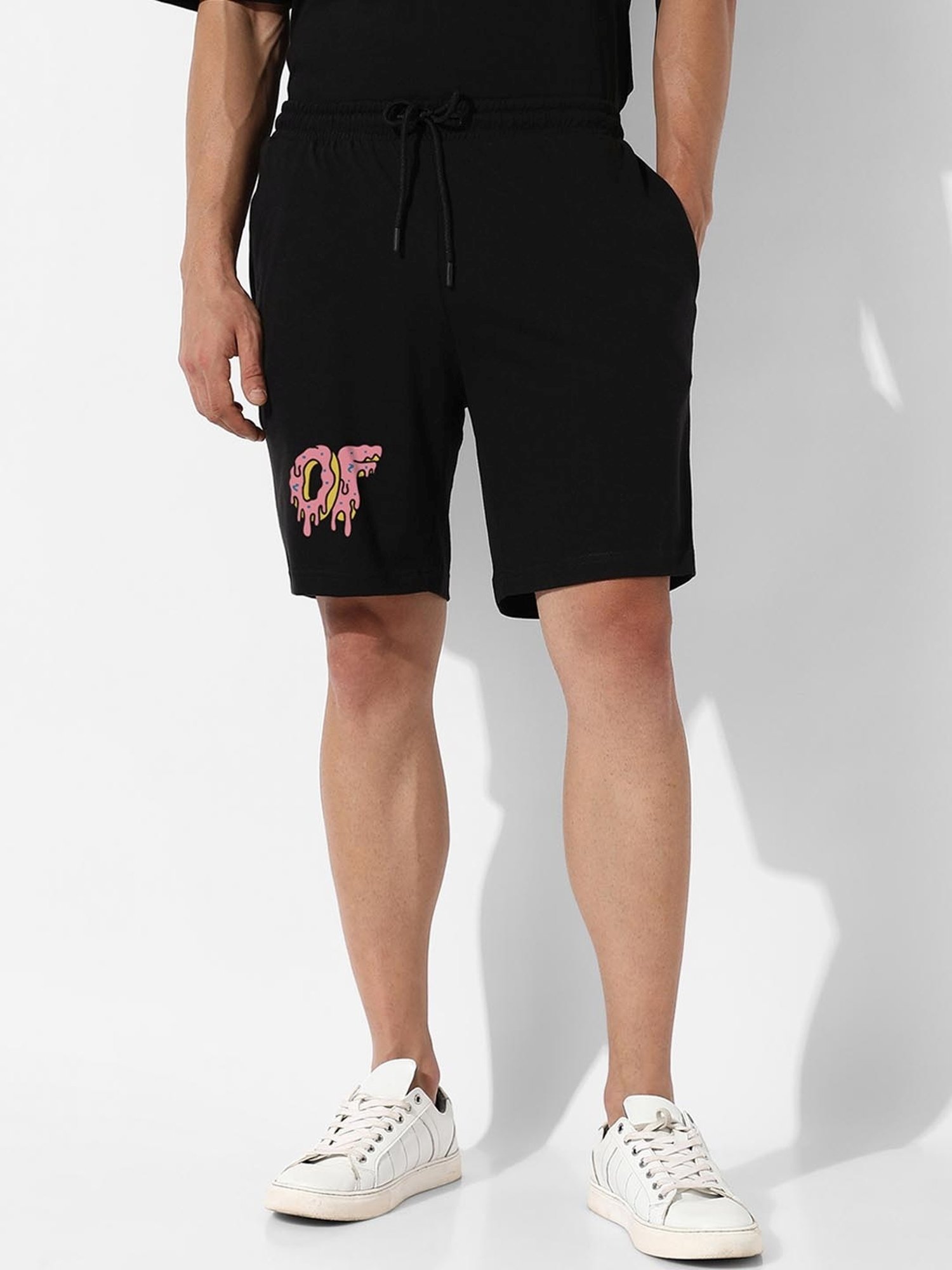 Campus Sutra Black Regular Fit Oversized On-Off Printed Co-Ord Set