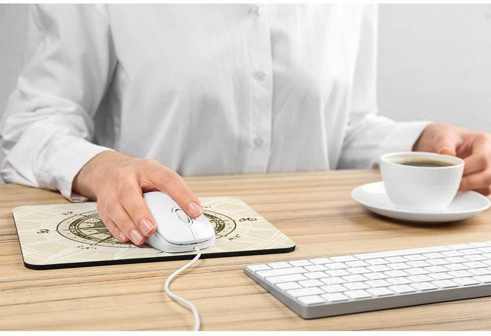 Wozukia Compass Mouse Pad Sun Face Ancient Travel Nautical East West South North Rose Vintage Personalized Design Non-Slip Rubber Mouse Pad Rectangle Mouse Mat 9.5x7.9 Inch