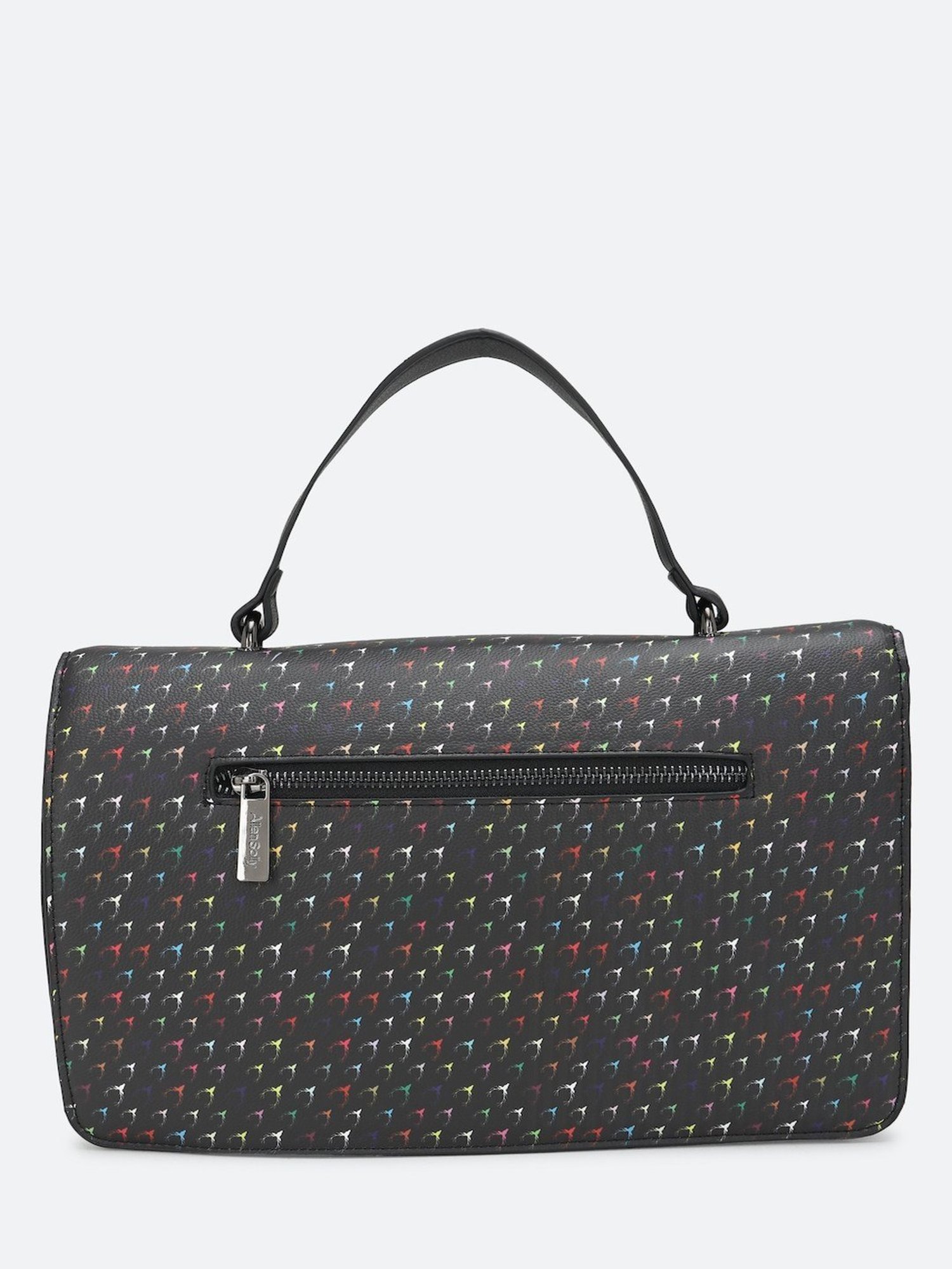 Allen Solly Black Printed Medium Satchel Handbag