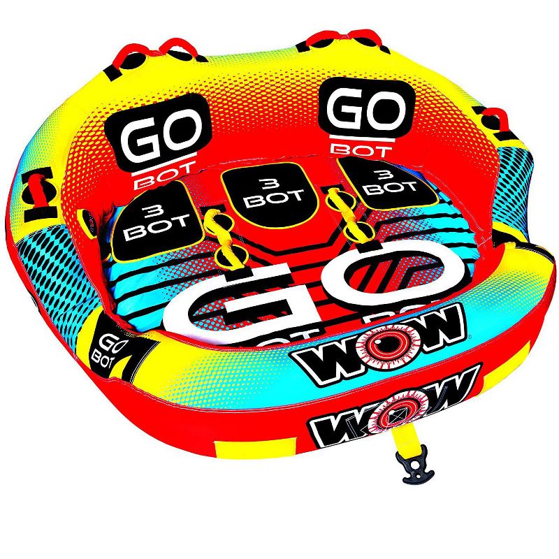 WOW Watersports 3-Person Go Bot Towable Extreme Secure Inflatable Water Tube with Nylon Cover and Easy Entry System