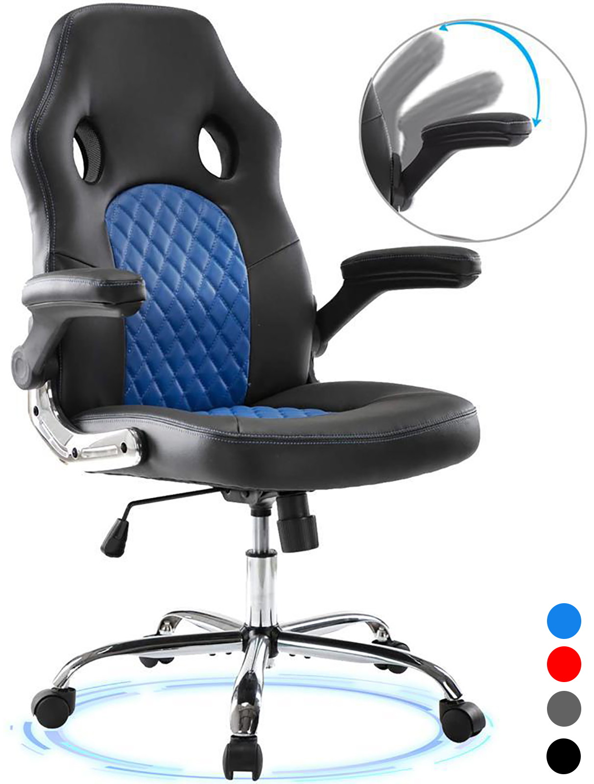 Gaming Chair, Racing Style Computer Desk Chair Padded Armrests Ergonomic Lumbar Support Adjustable Height