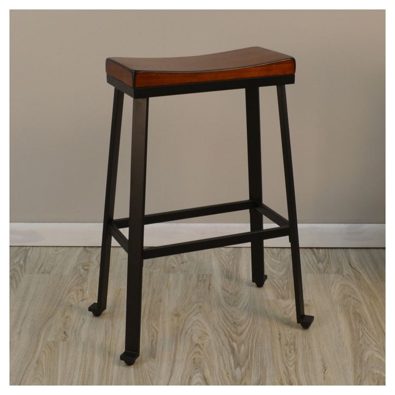 30" Viola Saddle Seat Barstool Chestnut/Black - Carolina Chair & Table