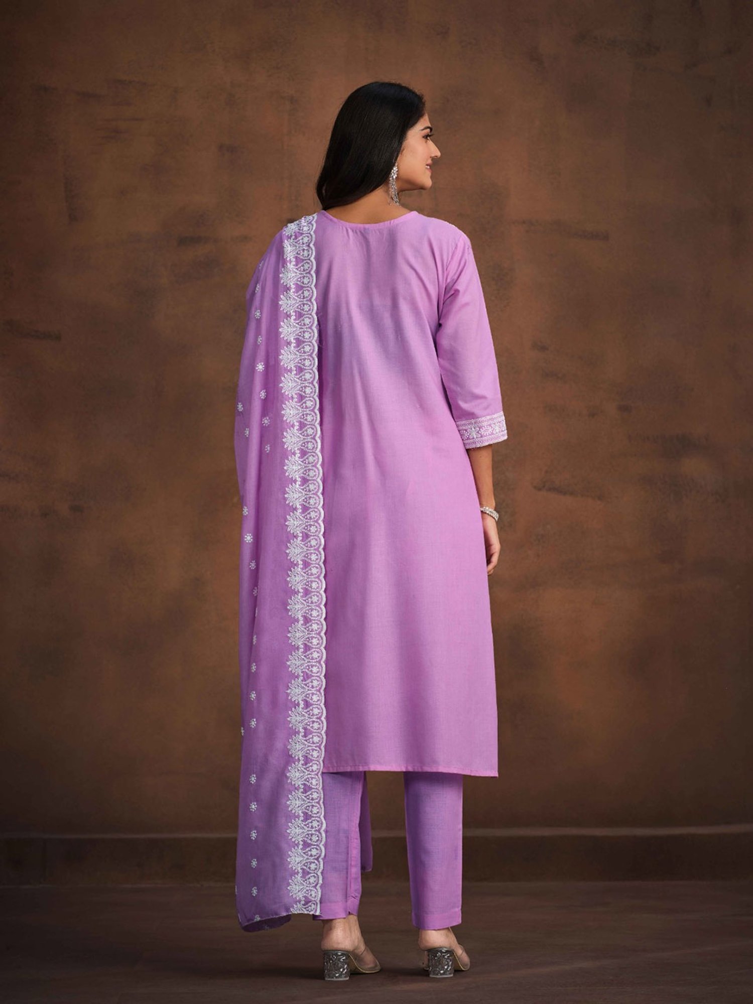 Ishin Pink Embroidered Kurta With Pant & Dupatta