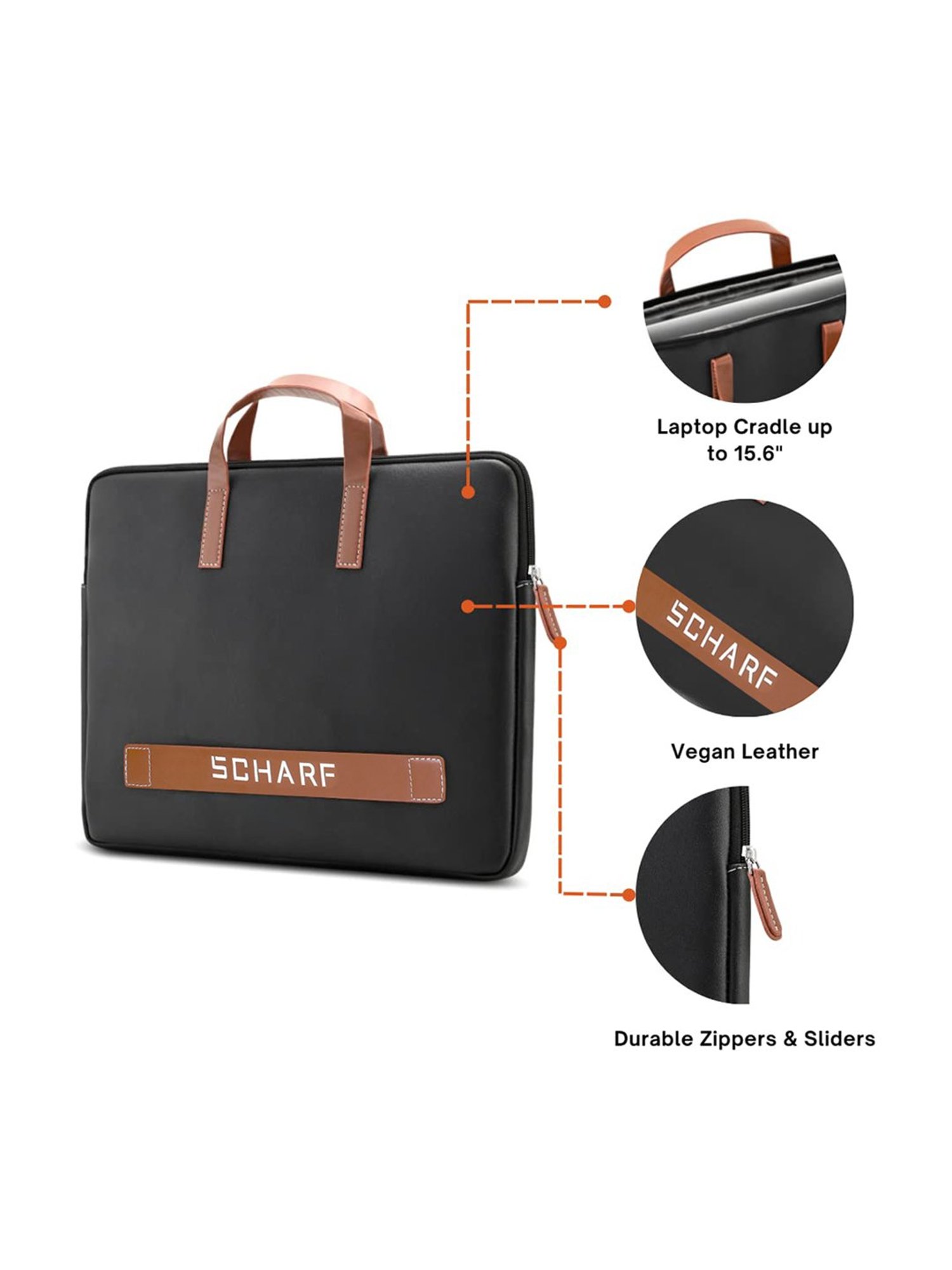 SCHARF Black Leather Laptop Bag