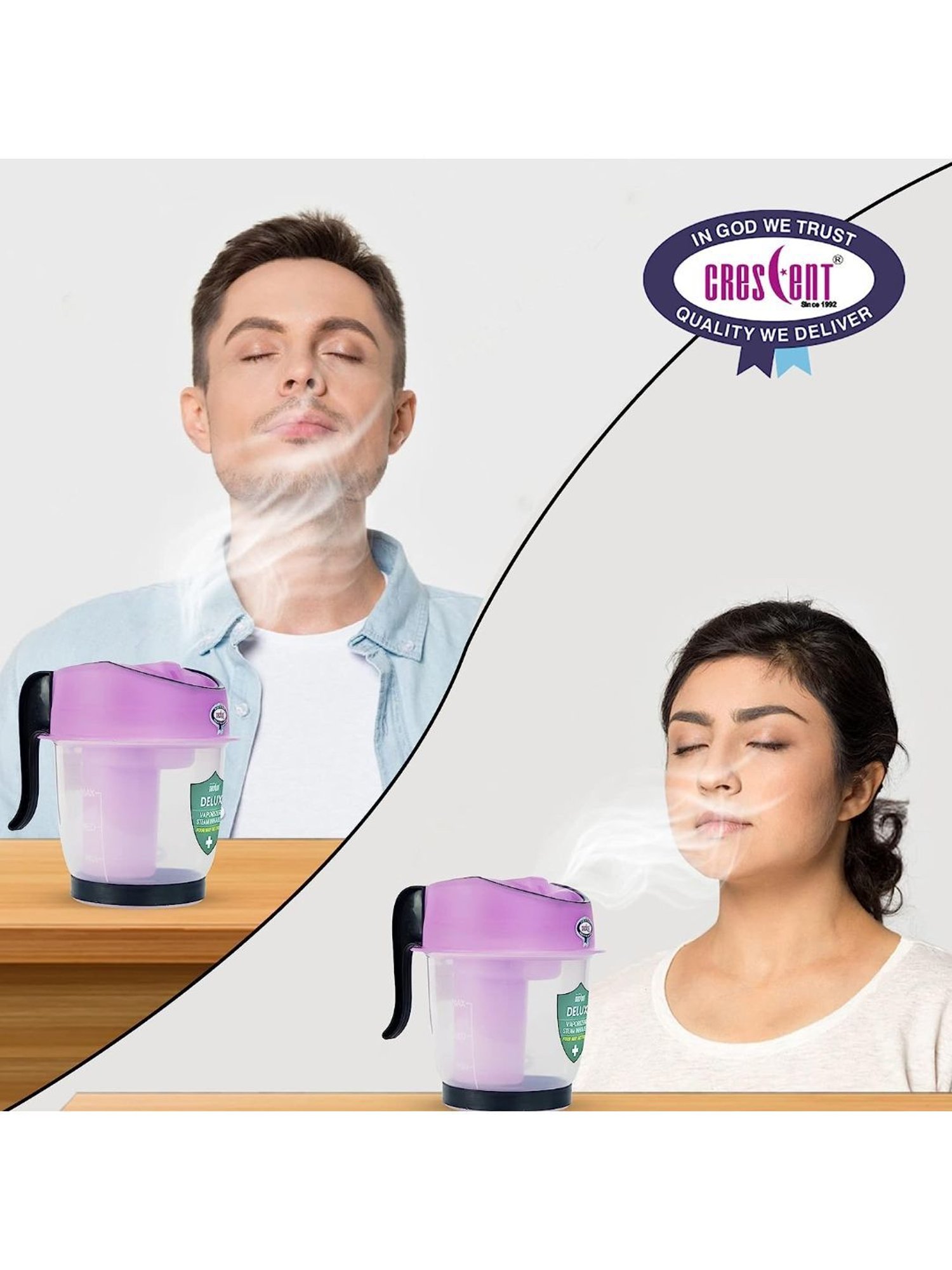 Crescent Delux Facial Steamer Vaporizer for Cold & Cough, Separate Water Container (Green)