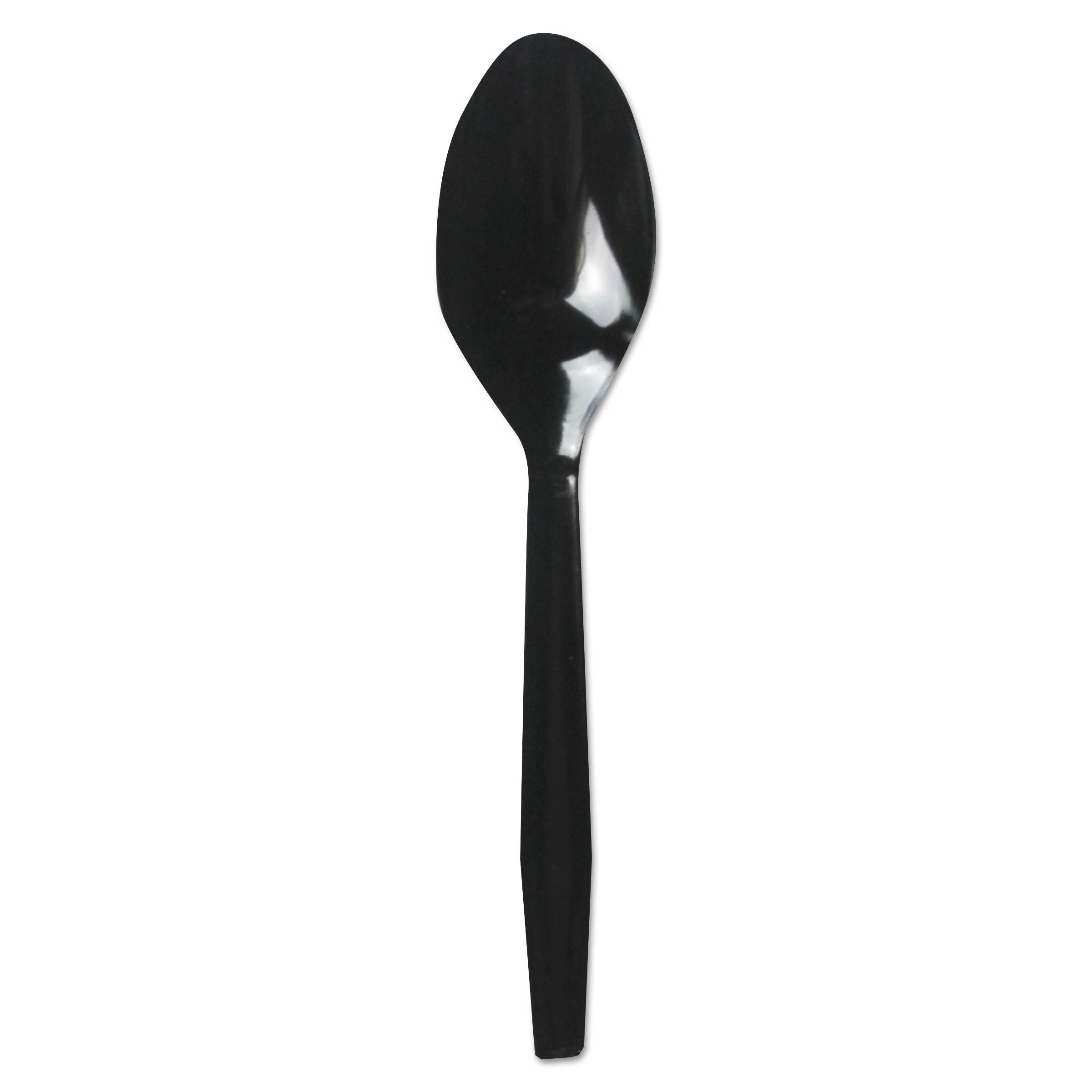 Boardwalk TEAMWPSBLA Mediumweight Polypropylene Cutlery Teaspoon - Black