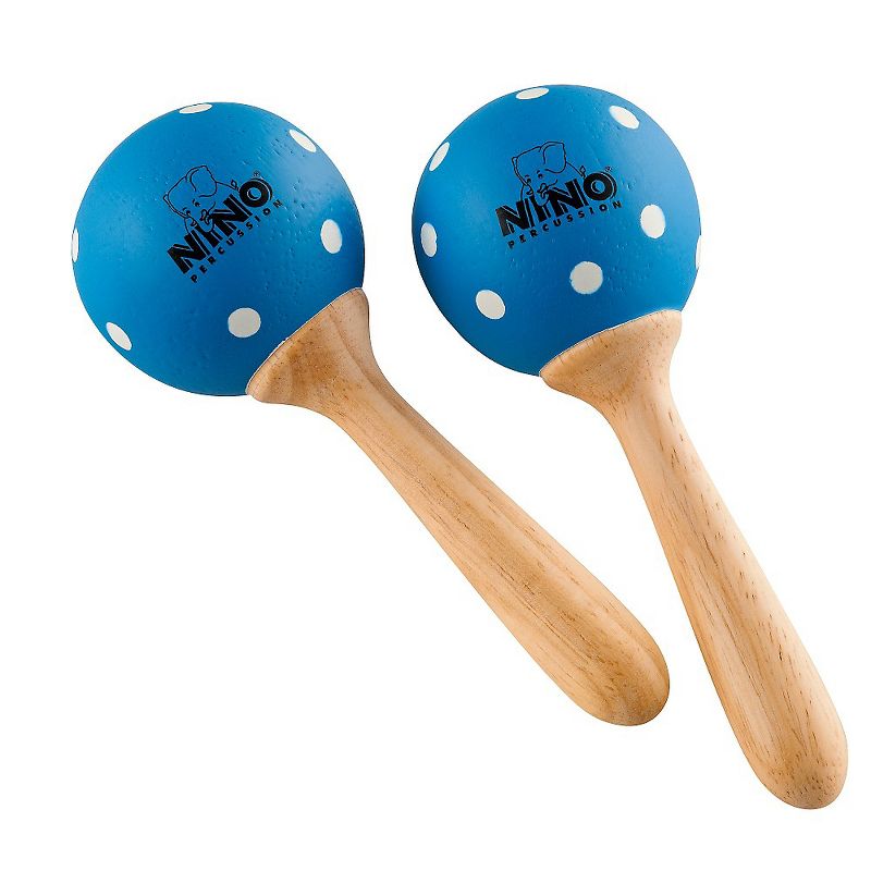 Nino Wood Maracas Blue/White Polka Dots Small