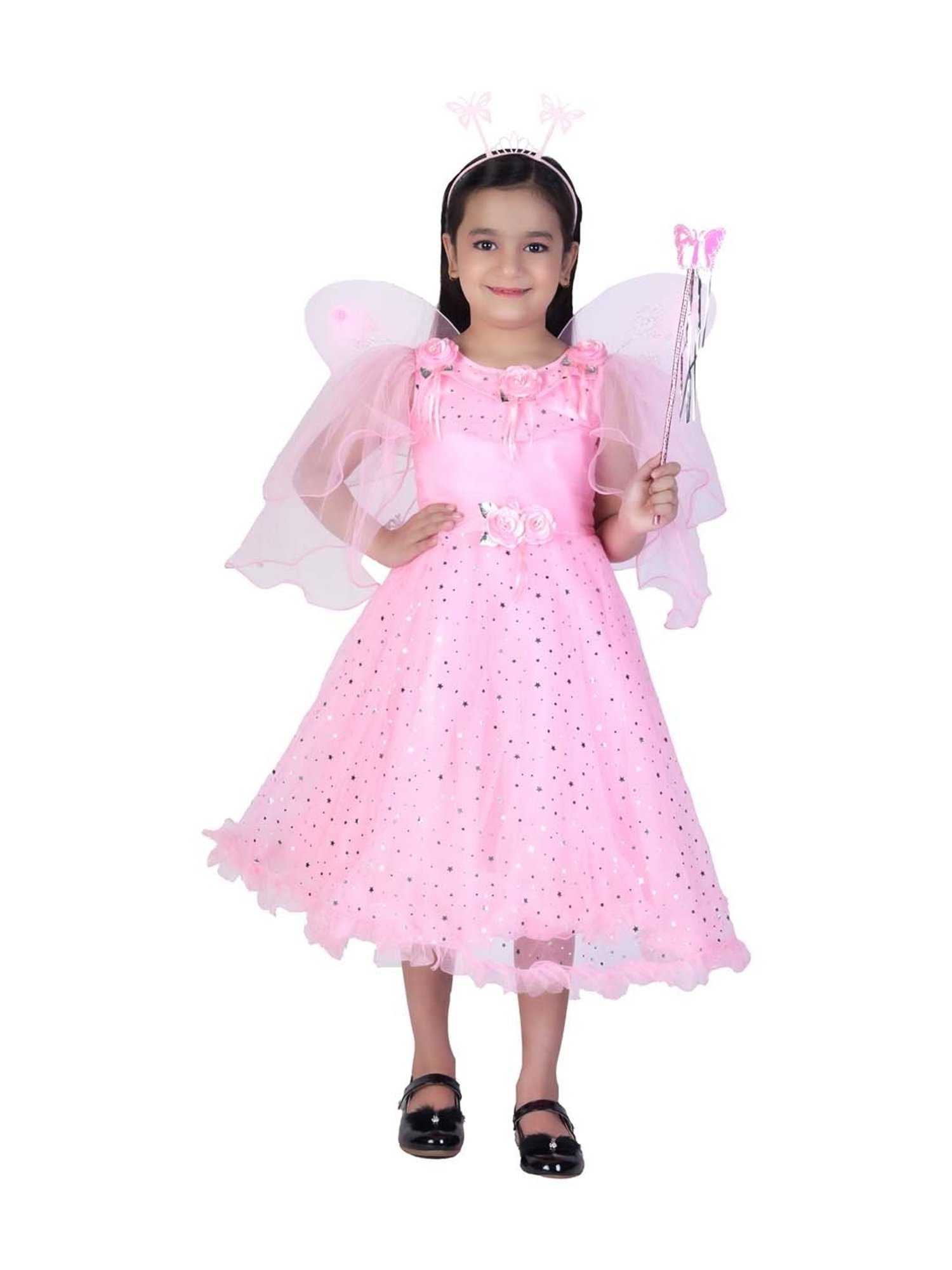 Ahhaaaa Kids Pink Cotton Applique Dress