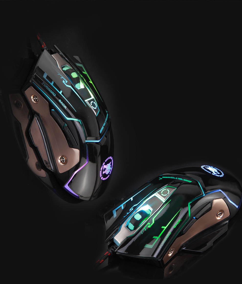 M738 Gaming Mouse Wired Breathing Light Ergonomic Game USB Computer Mice Multicolor Gamer Desktop Laptop PC Gaming Mouse, 6 Buttons Gaming Mice for Windows 7/8/10/XP Vista Linux Black