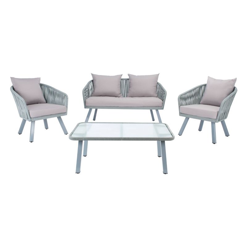 Jorda 4pc Rope Living Set - Gray - Safavieh