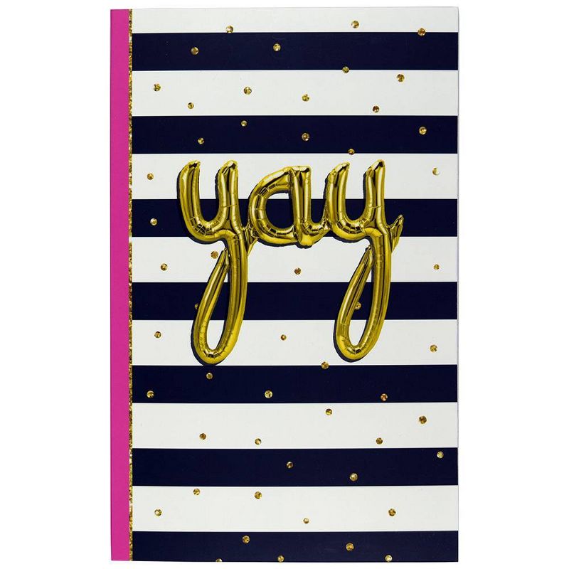 Lined Journal Party Time Perfectbound UV Spot Accent Black White Yay - Top Flight