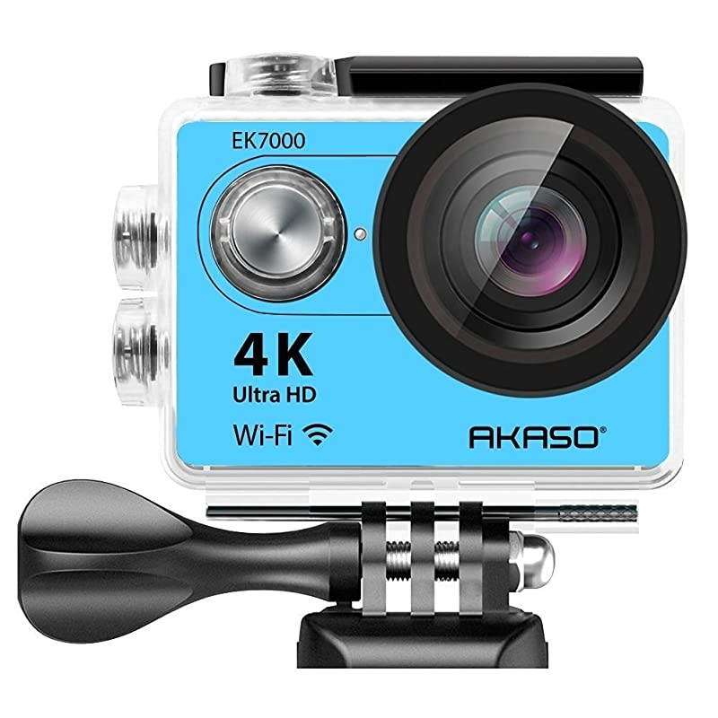 4K Wi-Fi Sports Action Camera Ultra HD Waterproof DV Camcorder 12MP 170 Degree Wide Angle LCD Screen/Remote, Royal Blue (EK7000BL)