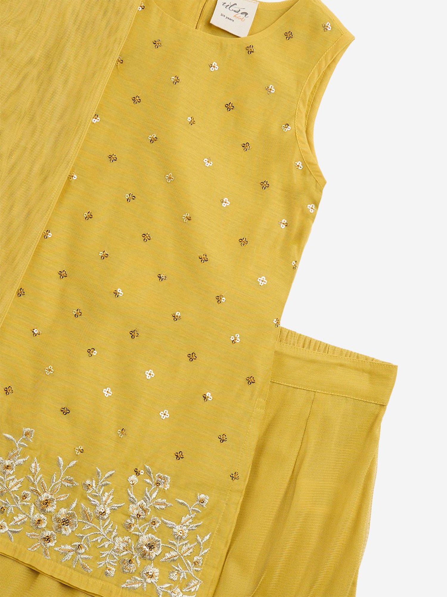 Many Frocks Kids Blue Embellished Top with Plazzos