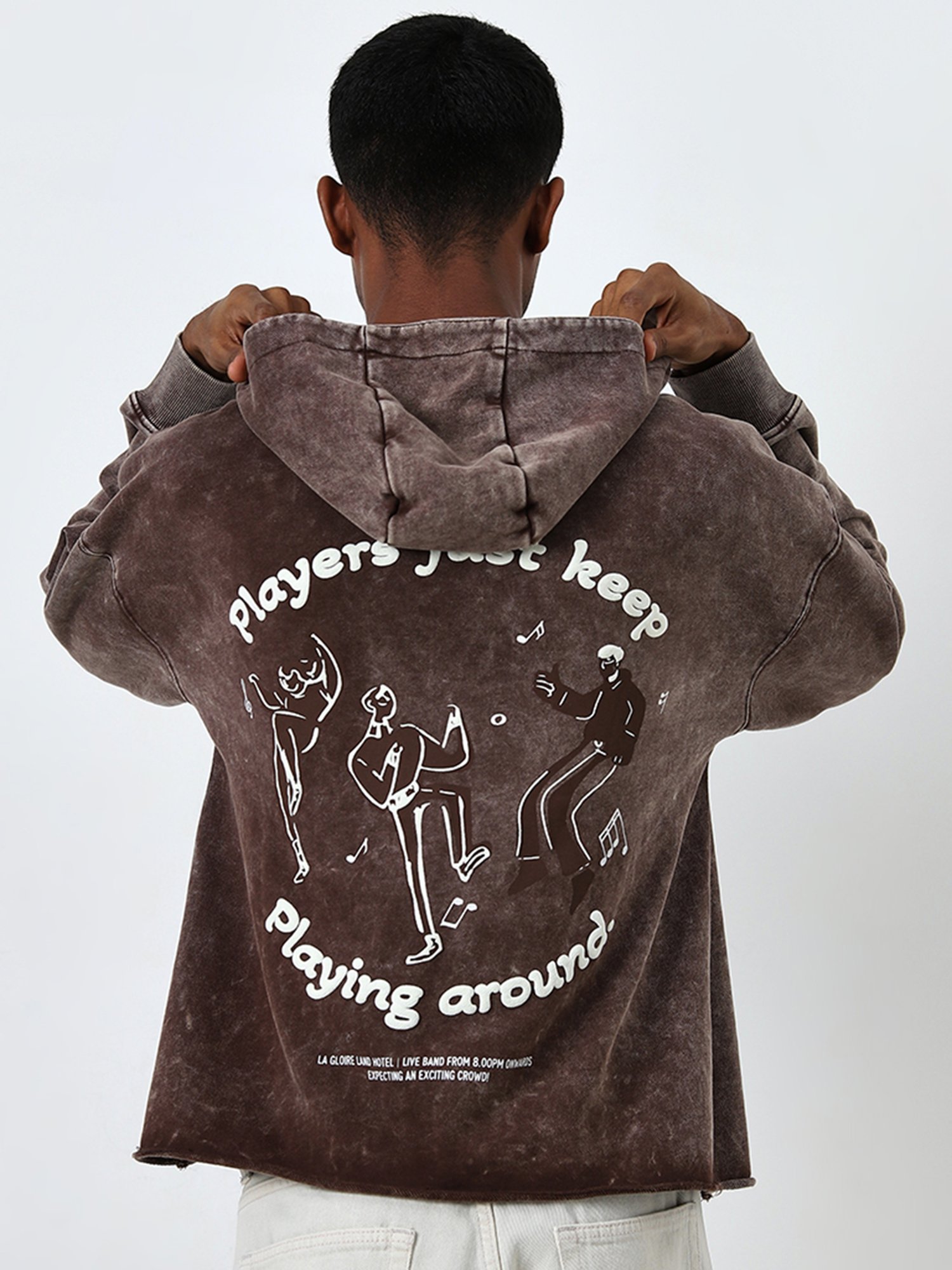 Nuon by Westside Brown Text Design Relaxed-Fit Cotton Sweatshirt