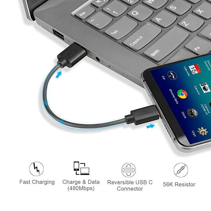 Short USB to USB C Cable  USB A to USB C 3A Fast Charge Compatible with MacBook Pro Galaxy S20S10S9 Pixel 4 XL GoPro Hero 7 6 5 15cm 05ft Black