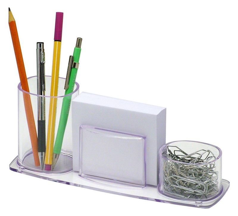 Home Office Desktop Wooden Trapezium Design Storage Romote Control Pen Holder