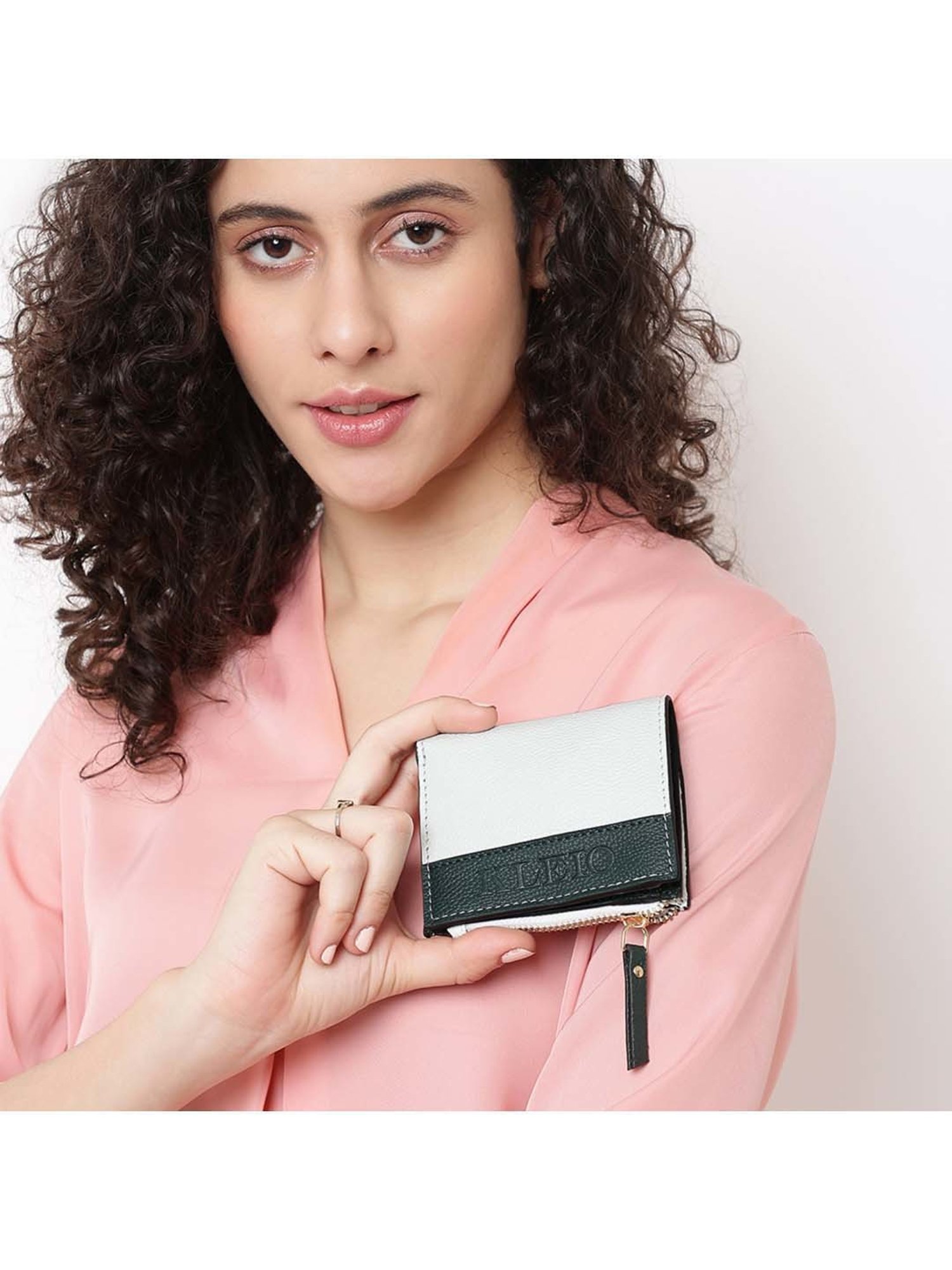 KLEIO White Solid Bi-Fold Wallet for Women