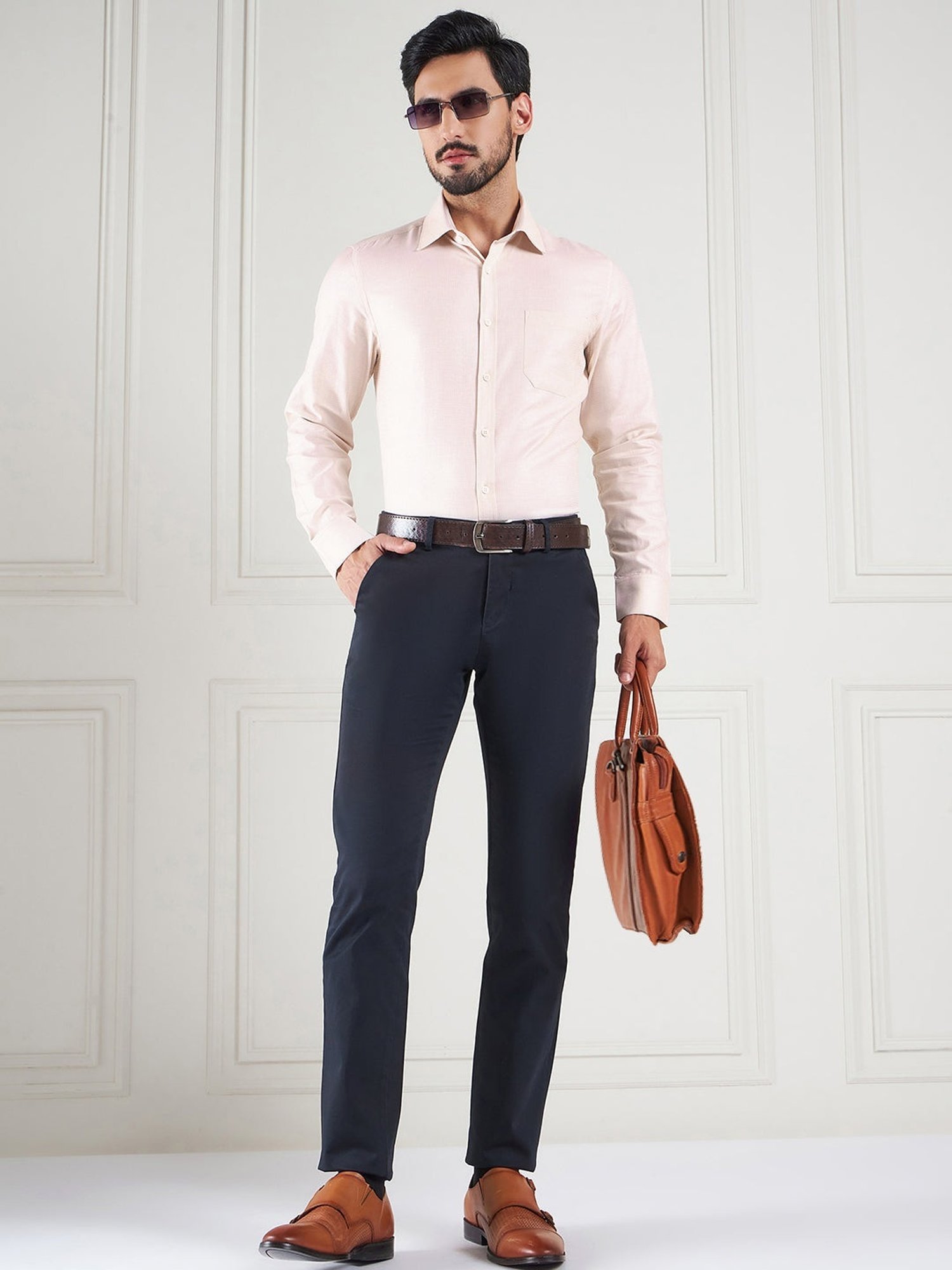 Louis Stitch Cream Cotton Regular Fit Printed Shirt