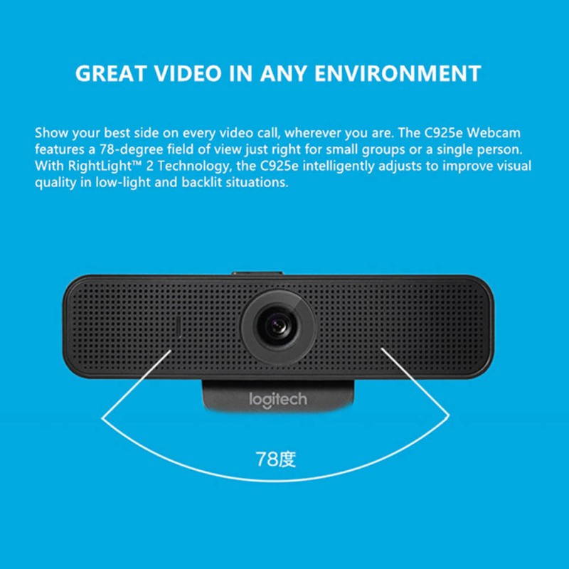 Logitech C925E Webcam with HD Video and Built-In Stereo Microphones - Black