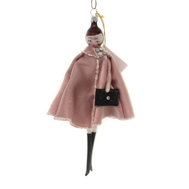 Italian Ornaments 7.0" Lady In Pink Cape Italian Christmas Ornament  -  Tree Ornaments
