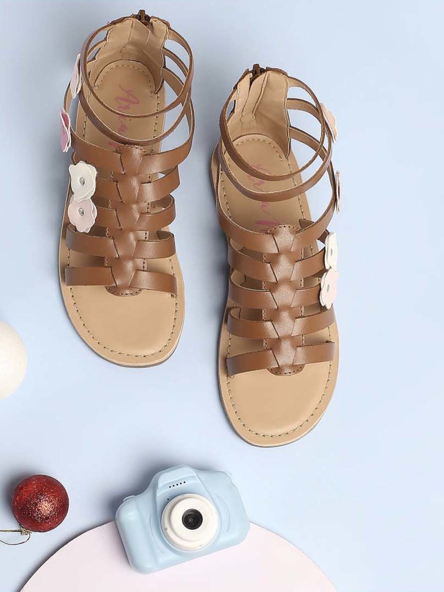 Aria Nica Kids Flower Cognac Casual Sandals