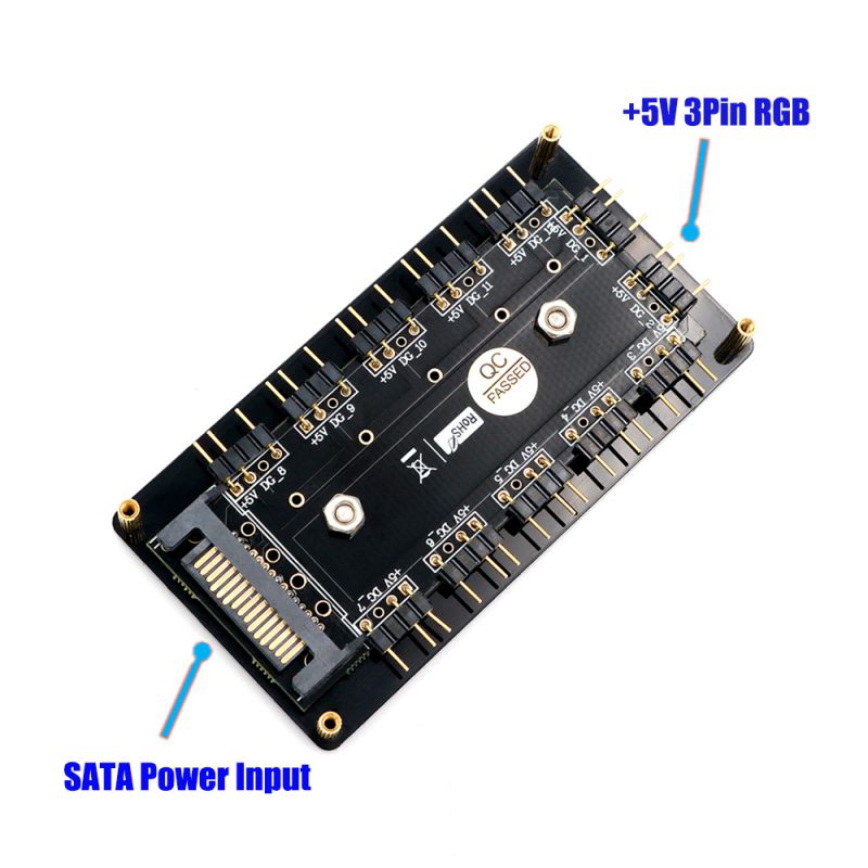 12way 5V RGB LED Splitter Hub with PMMA Case and Magnetic standoff for ASUS/MSI 5V 3pin LED controller