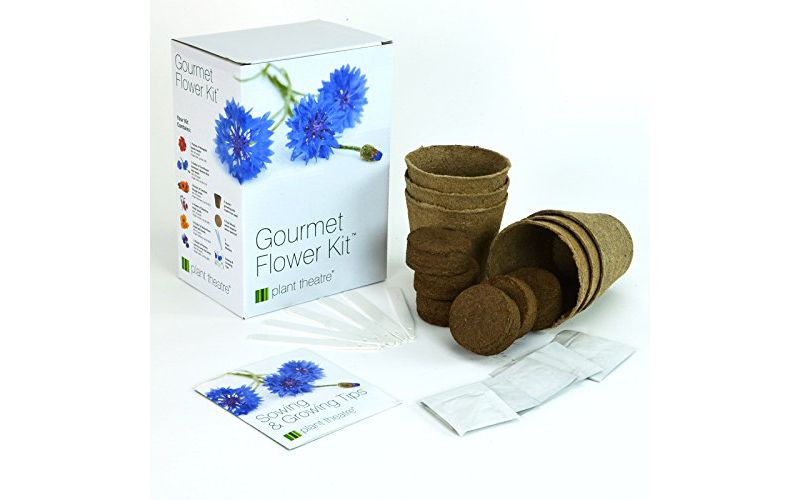 Plant Theatre Gourmet Flower Kit - Plant Seed Kit - 6 Edible Flower Varieties to Grow - Everything you need to start growing in one box!