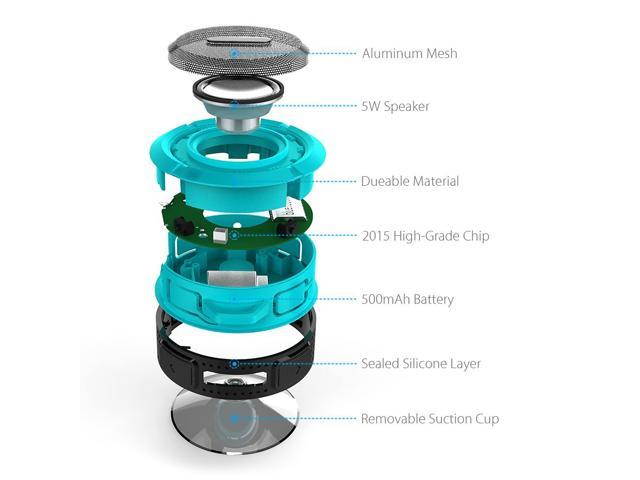 Shower Speaker, Wireless Waterproof Speaker with 5W Driver, Suction Cup, Built-in Mic, Hands-Free Speakerphone---Orange