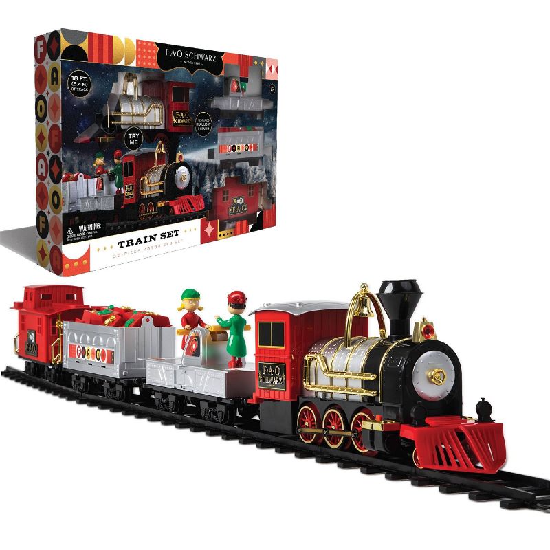 FAO Schwarz Classic Motorized Train Set with Unique Train Cars - 30pc