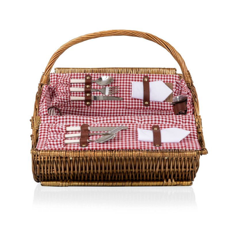 Northlight 15.5" Hand Woven Willow 2-Person Picnic Basket and Accessory Set - Brown
