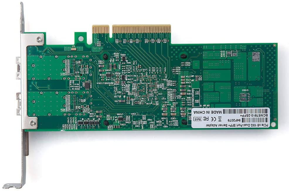 10Gb PCI-E NIC Network Card, with Broadcom BCM57810S Chipset, Dual SFP+ Port, PCI Express Ethernet LAN Adapter Support Windows Server/Windows/Linux/VMware