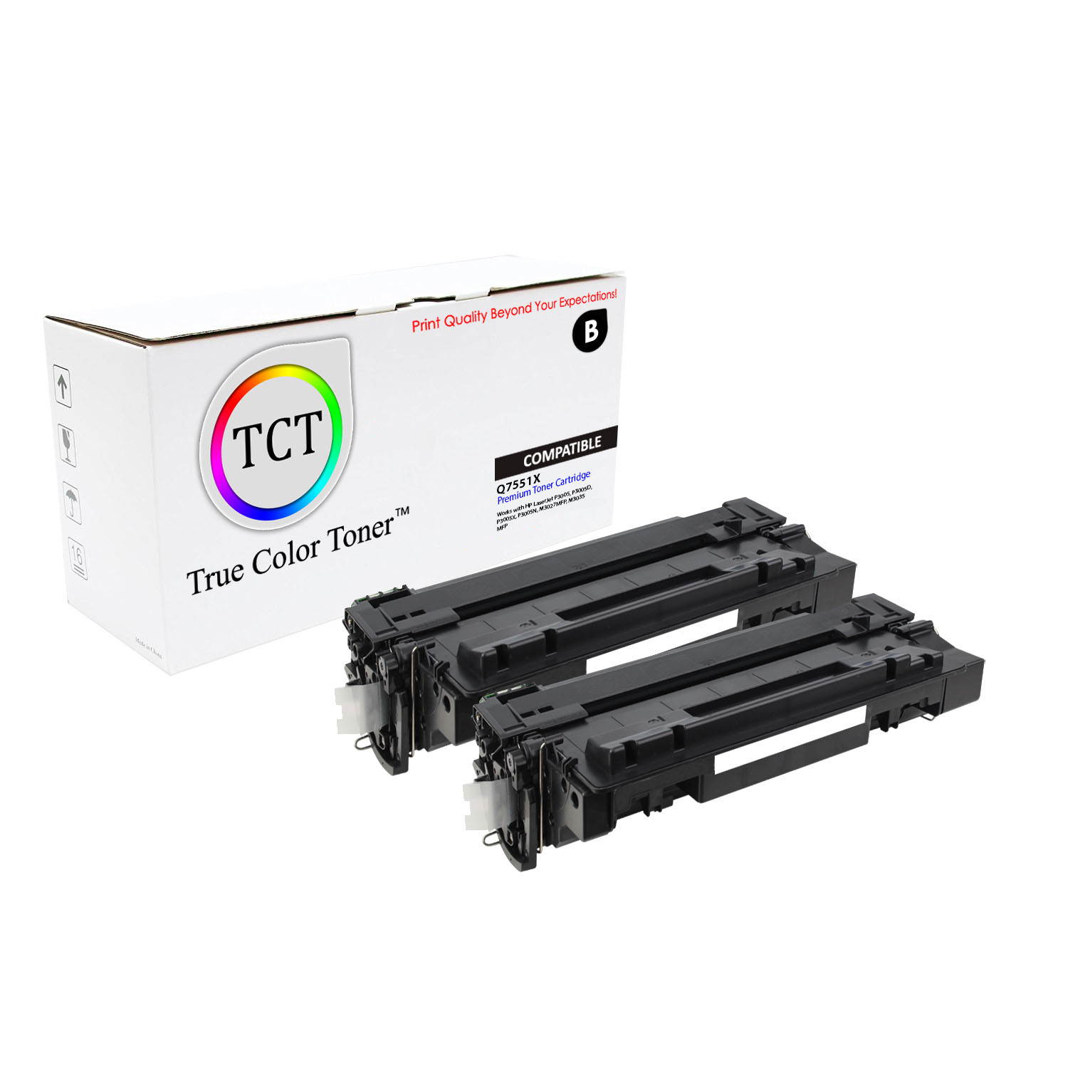 TCT Premium Compatible Toner Cartridge Replacement for HP 51X Q7551X Black High Yield works with HP LaserJet P3005 P3005D P3005X P3005N P3005DN Printers (13,000 Pages) - 2 Pack