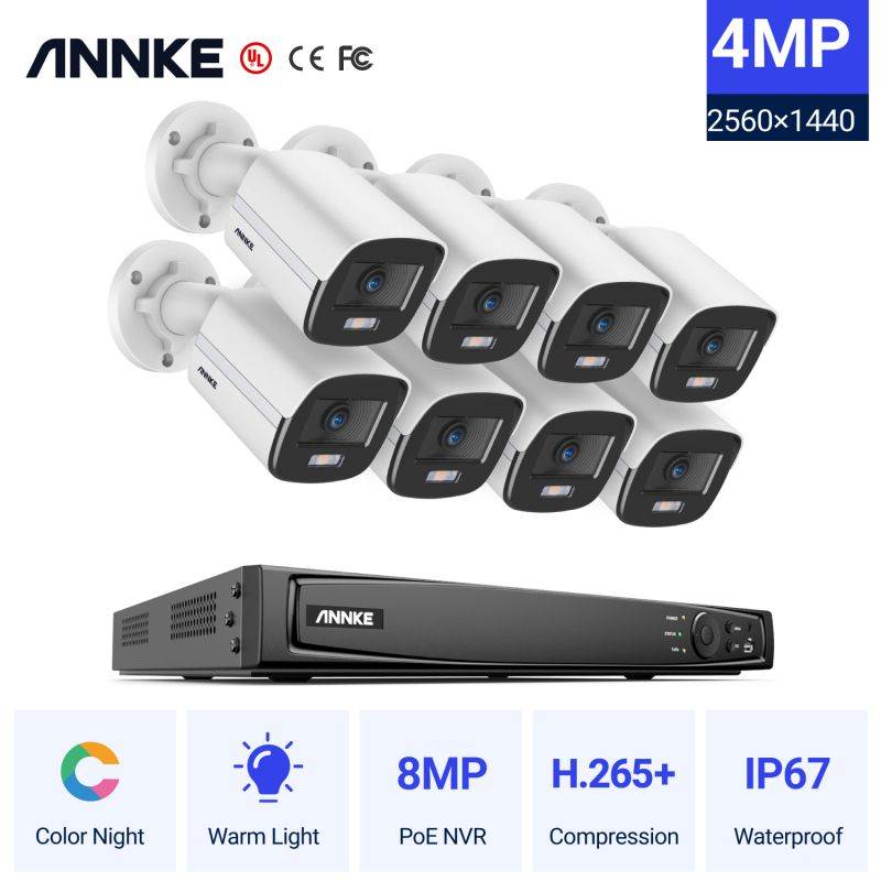 ANNKE 4MP NCK800 ACE True Full Color Night Vision PoE Security Camera System - No Hdd