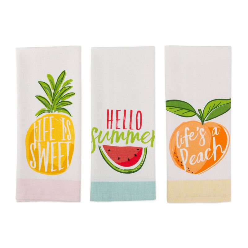 3pk Cotton Hello Summer Dishtowel Set - Design Imports