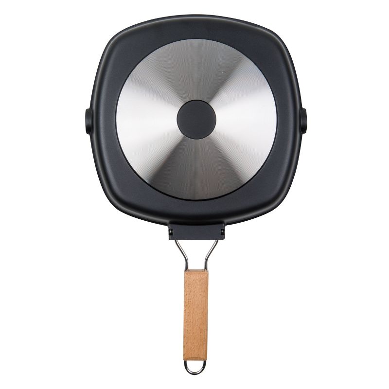 MasterPan 11" Non-Stick Cast Aluminum Grill Pan with Folding Wooden Handle