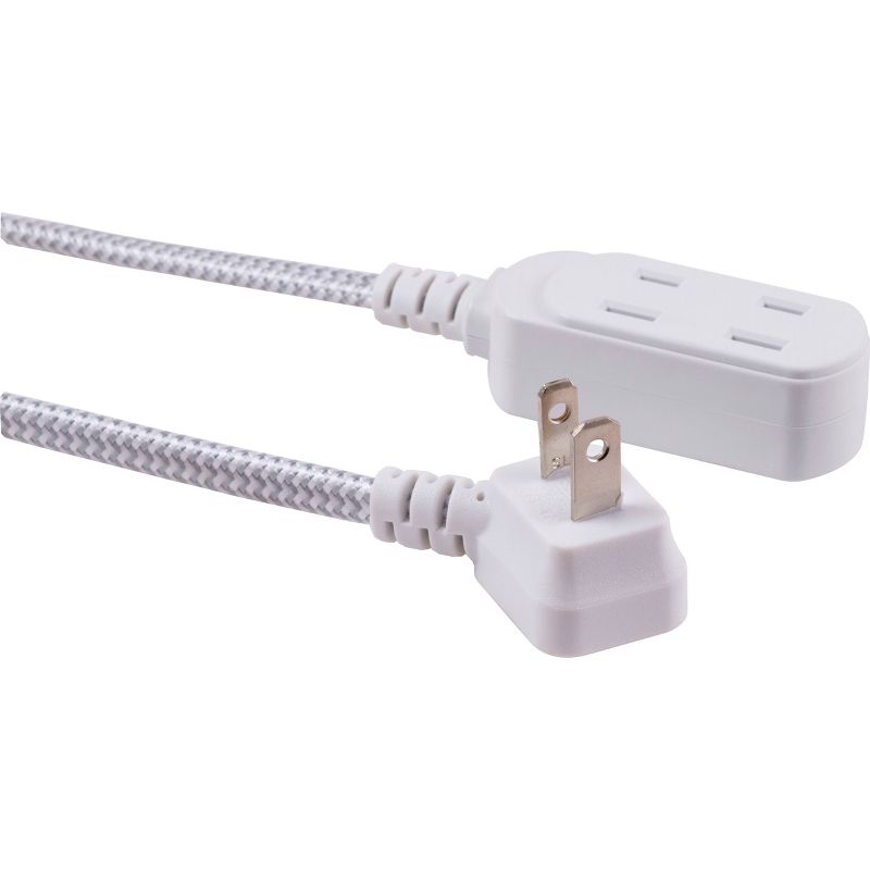 Cordinate 8' 3 Outlet Polarized Extension Cord Gray/White