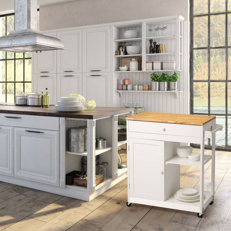Wood Top Kitchen Island White - Glitzhome