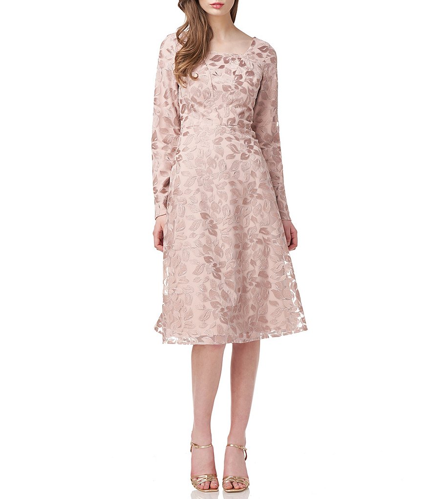 JS Collections Square Neck Long Sleeve Knee Length Dress