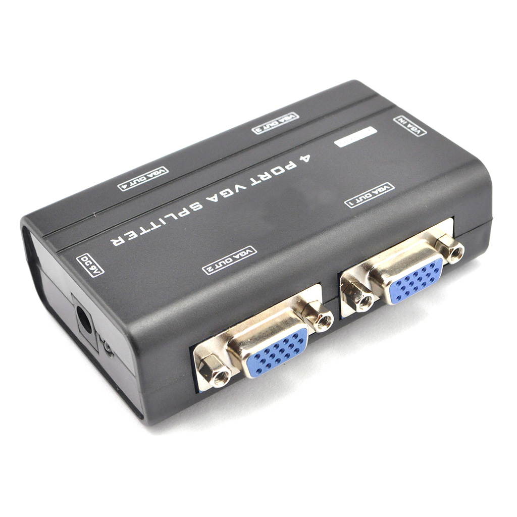 Mini 1 to 4 Port VGA Splitter Amplifier Video Monitor TV Projector Boosting 250M
