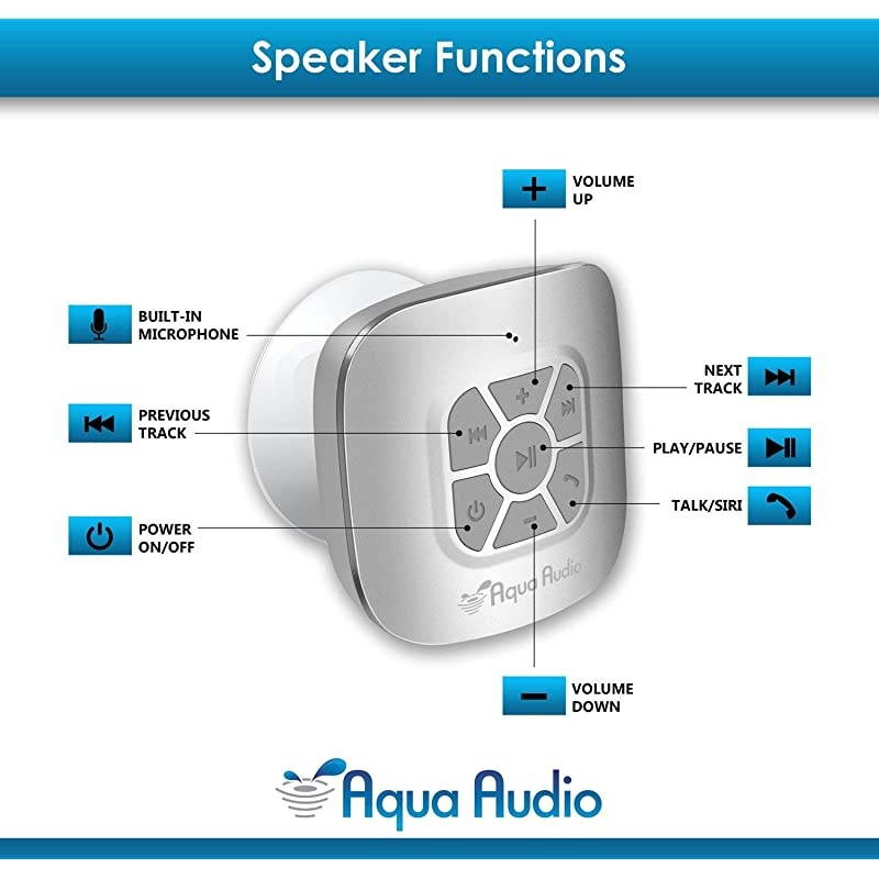 Portable Waterproof Bluetooth Speaker with Suction Cup 10 Hours PlaytimeBuiltin Mic Silver