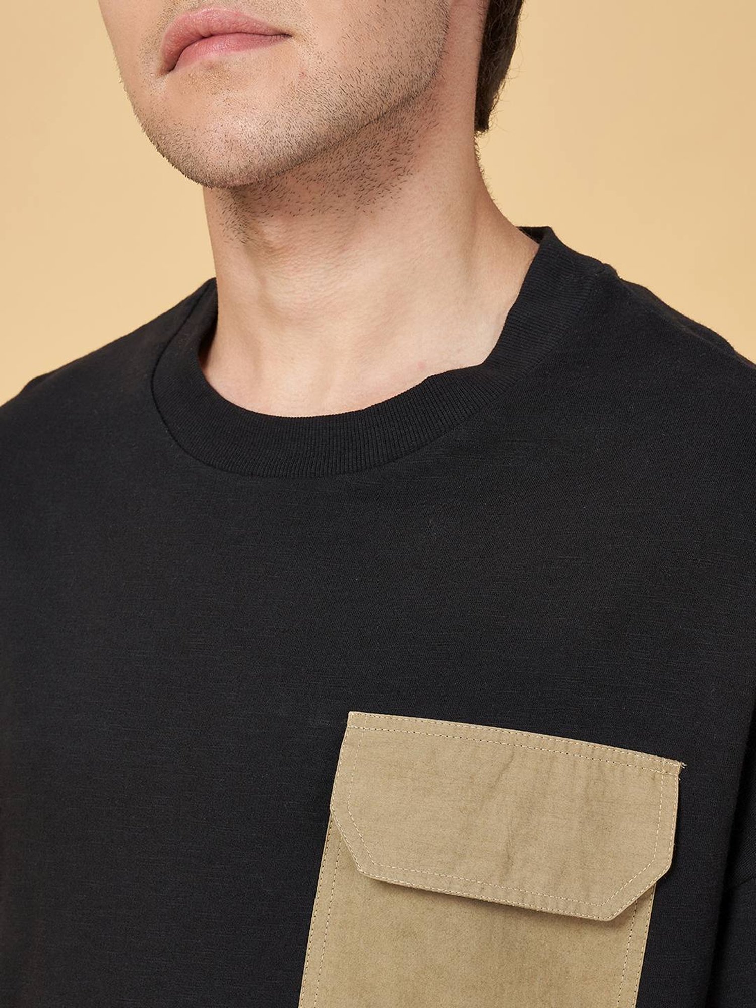 Street 808 By Pantaloons Black Cotton Regular Fit Printed T-Shirt