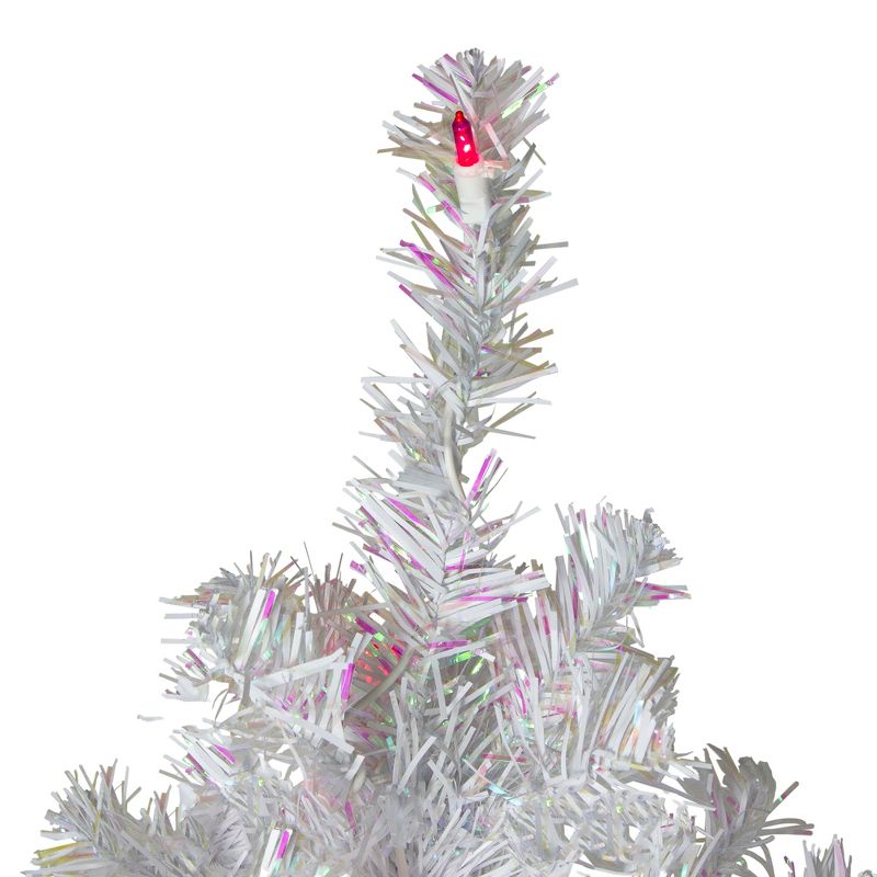 Northlight 4' Pre-lit White Iridescent Pine Artificial Christmas Tree - Pink Lights
