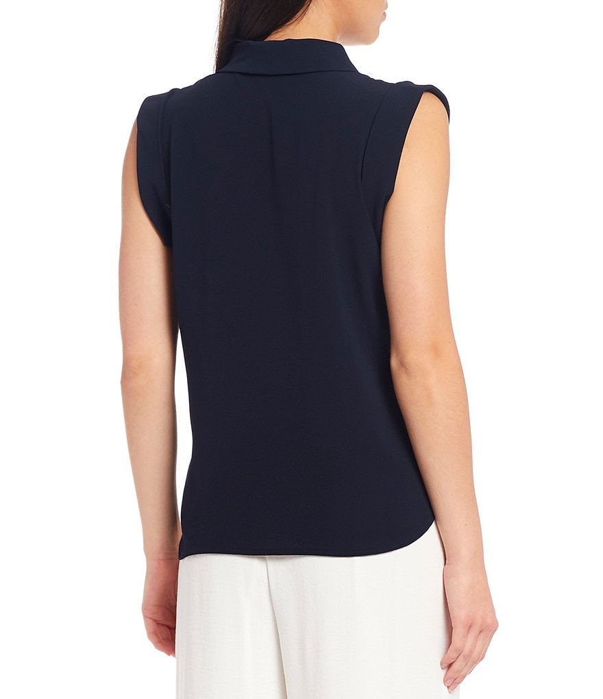 Calvin Klein Petite Size Textured Stretch Woven Sleeveless V-Neck Top