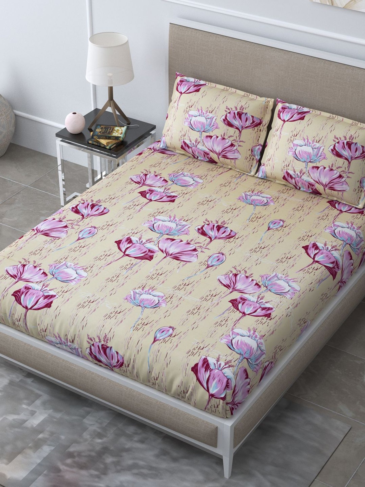 Living Roots Multicolor Jaipuri Printed Cotton Bed Sheet with 2 Pillow Cover